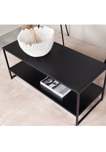 VENTURE DESIGN Staal sofabord, m. hylde - sort stl (101,6x43,2)