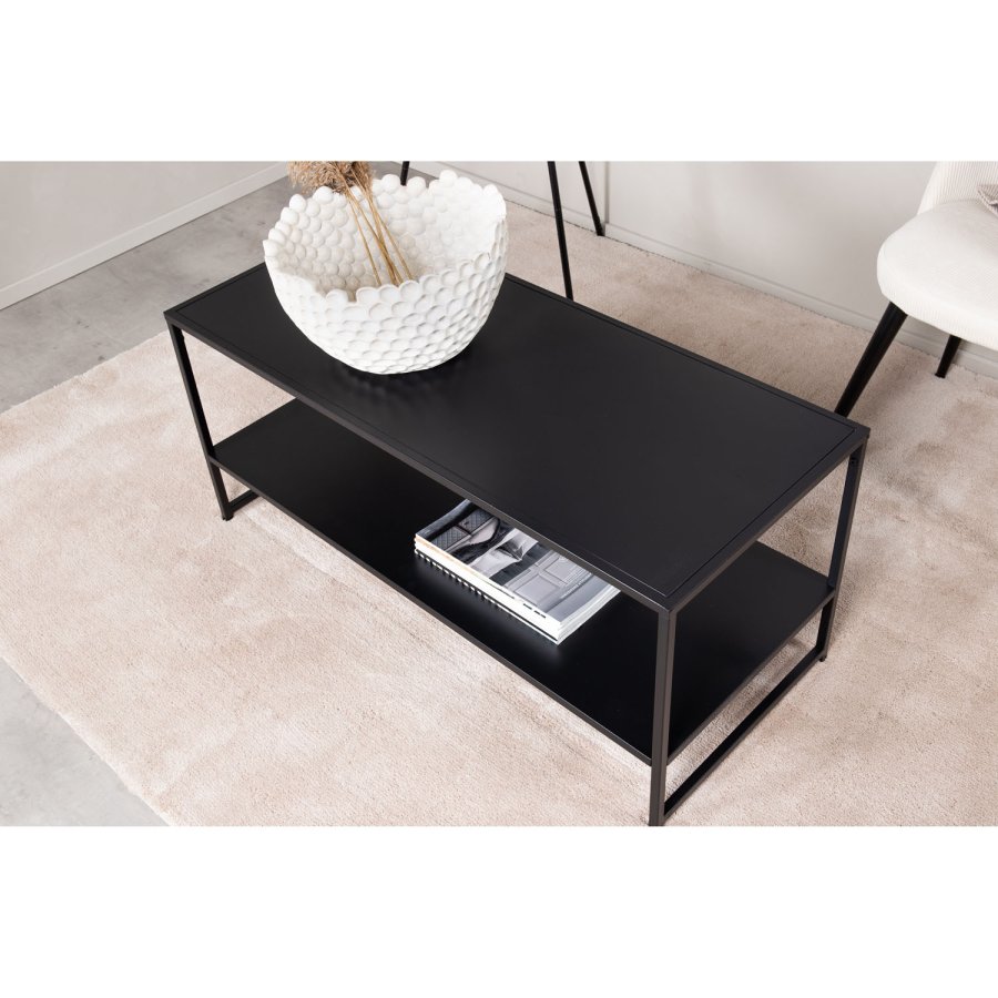 VENTURE DESIGN Staal sofabord, m. hylde - sort stl (101,6x43,2)
