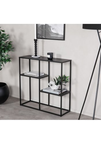 VENTURE DESIGN Staal konsolbord, m. 2 hylder - sort stl (80x26)