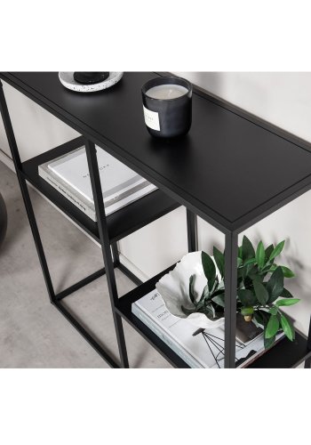 VENTURE DESIGN Staal konsolbord, m. 2 hylder - sort stl (80x26)