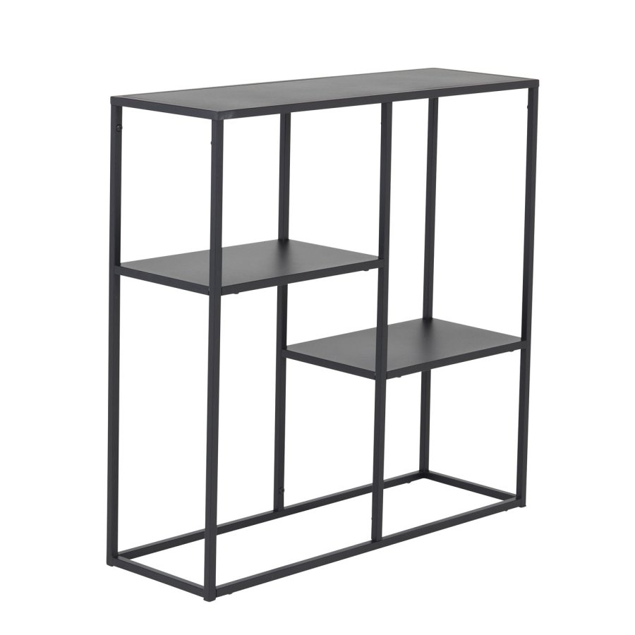 VENTURE DESIGN Staal konsolbord, m. 2 hylder - sort stl (80x26)