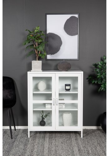 VENTURE DESIGN Acero Low skab, m. 2 lger og 2 hylder - hvid stl