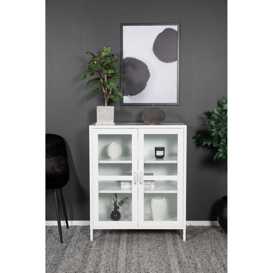 VENTURE DESIGN Acero Low skab, m. 2 lger og 2 hylder - hvid stl