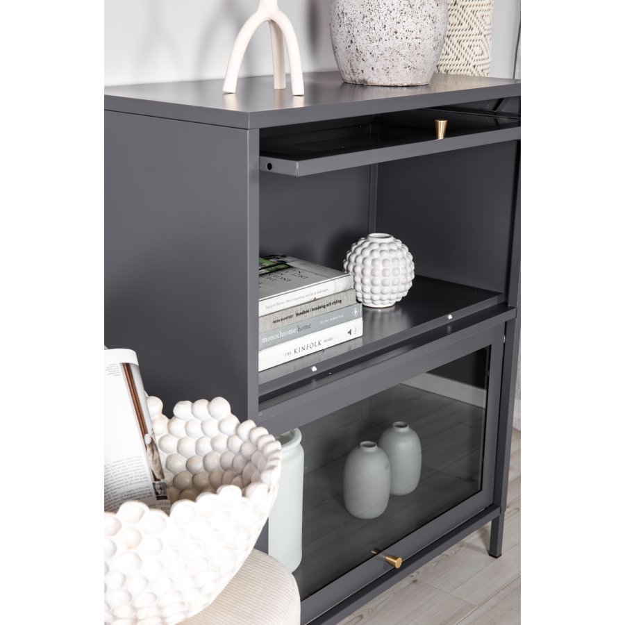 VENTURE DESIGN Bakal Low skab, m. 2 lger og 1 hylde - lysegr stl