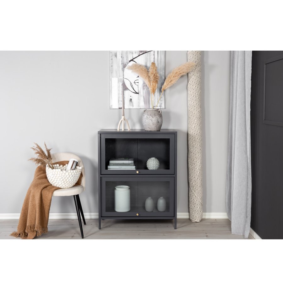 VENTURE DESIGN Bakal Low skab, m. 2 lger og 1 hylde - lysegr stl