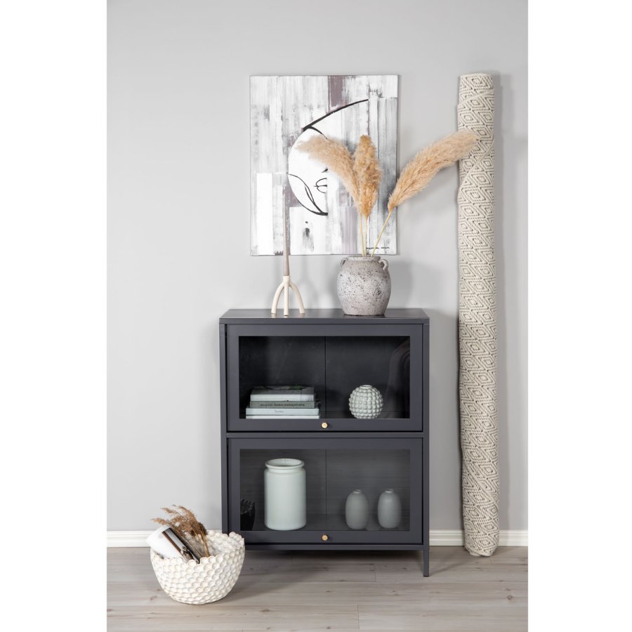 VENTURE DESIGN Bakal Low skab, m. 2 lger og 1 hylde - lysegr stl