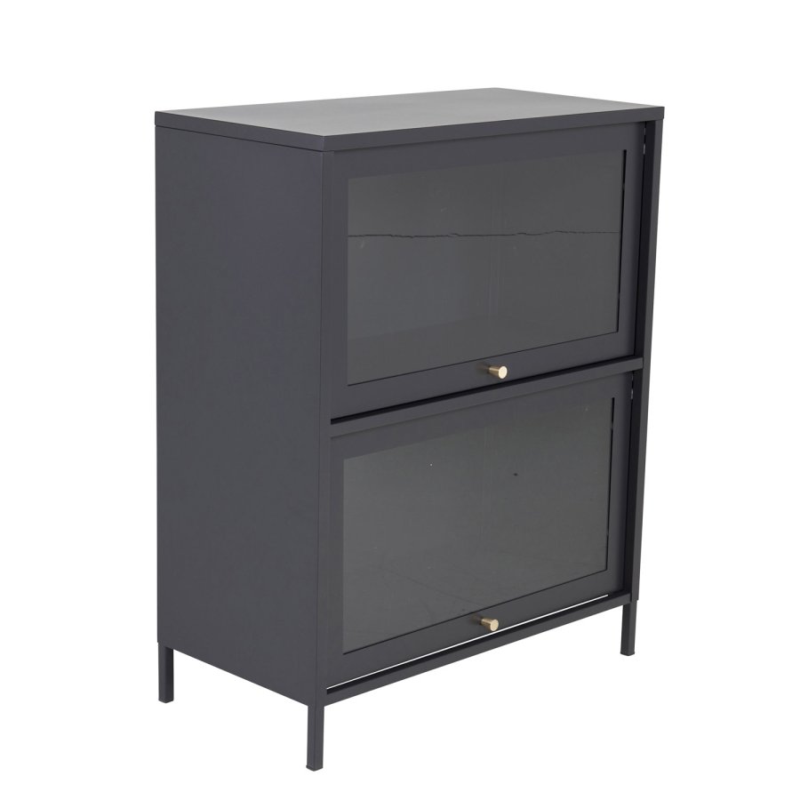 VENTURE DESIGN Bakal Low skab, m. 2 lger og 1 hylder - sort stl