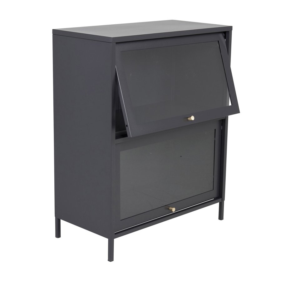 VENTURE DESIGN Bakal Low skab, m. 2 lger og 1 hylder - sort stl