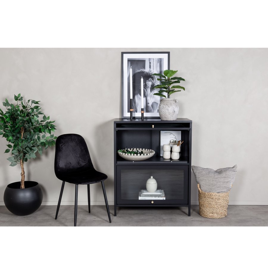 VENTURE DESIGN Bakal Low skab, m. 2 lger og 1 hylder - sort stl