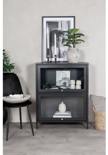 VENTURE DESIGN Bakal Low skab, m. 2 lger og 1 hylder - sort stl