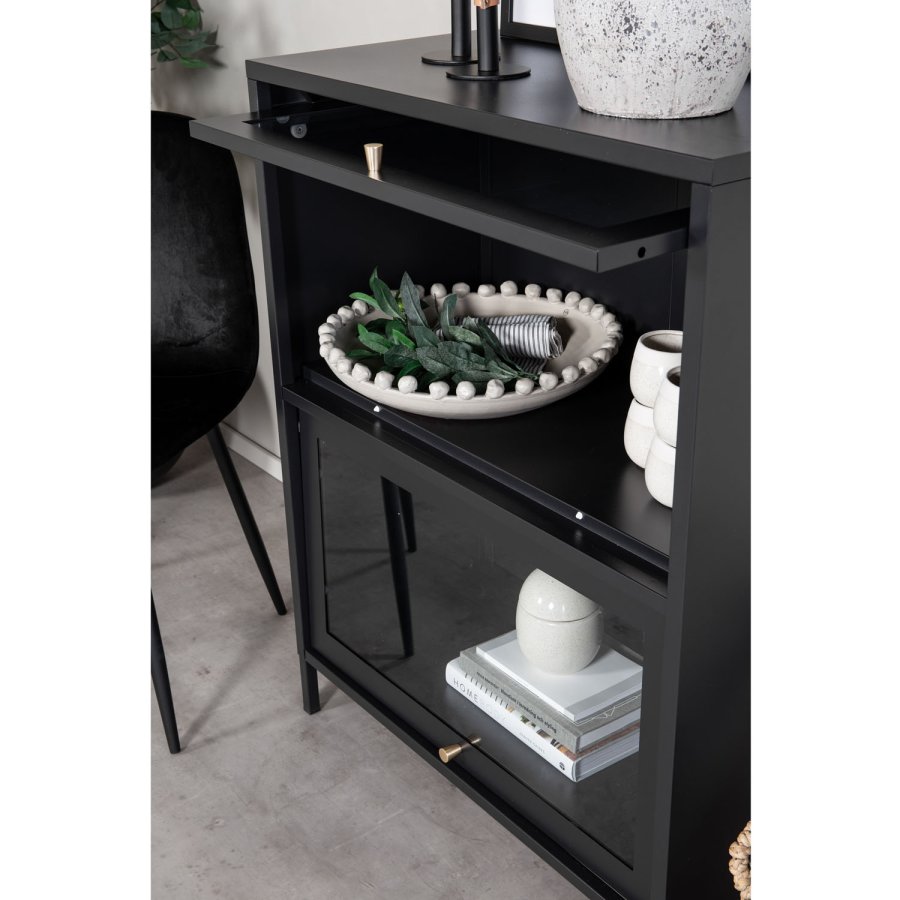 VENTURE DESIGN Bakal Low skab, m. 2 lger og 1 hylder - sort stl