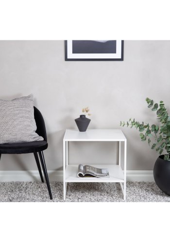 VENTURE DESIGN Staal sidebord, m. hylde - hvid stl (50,8x50,8)
