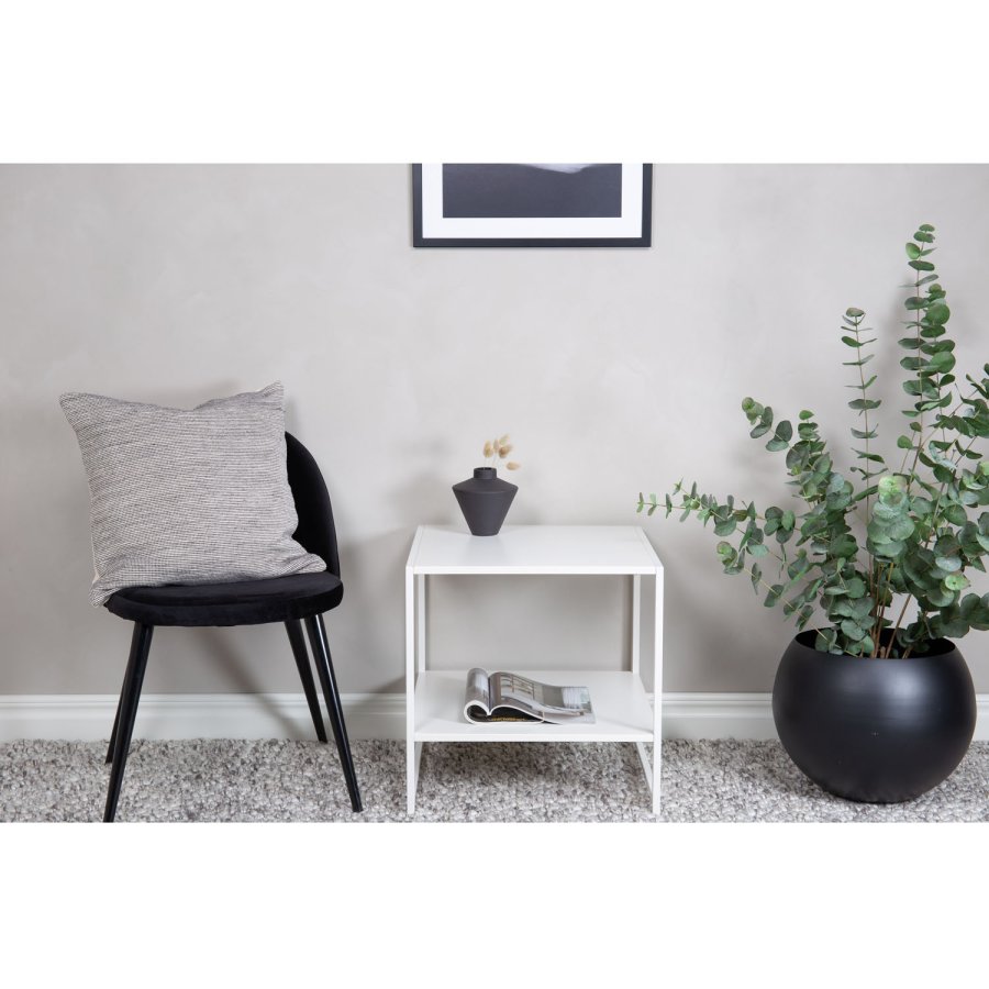 VENTURE DESIGN Staal sidebord, m. hylde - hvid stl (50,8x50,8)