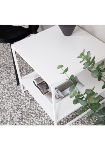 VENTURE DESIGN Staal sidebord, m. hylde - hvid stl (50,8x50,8)