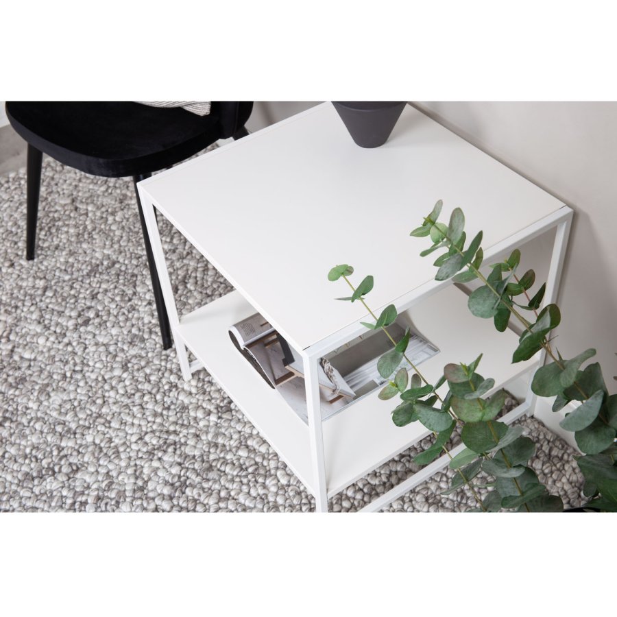 VENTURE DESIGN Staal sidebord, m. hylde - hvid stl (50,8x50,8)