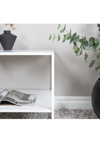 VENTURE DESIGN Staal sidebord, m. hylde - hvid stl (50,8x50,8)