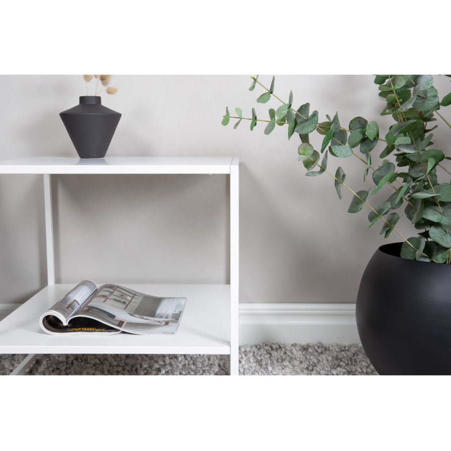 VENTURE DESIGN Staal sidebord, m. hylde - hvid stl (50,8x50,8)