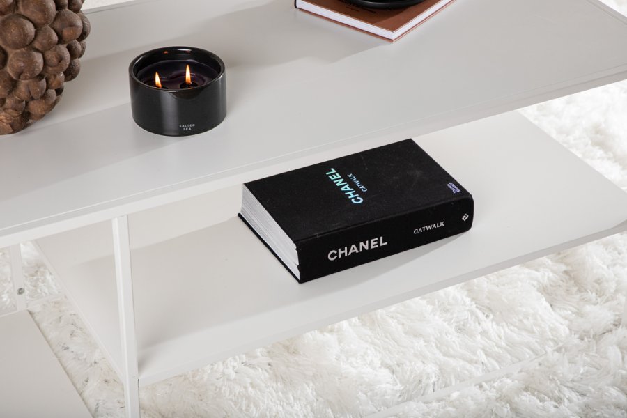 VENTURE DESIGN Staal sofabord, m. hylde - hvid stl (120x50)