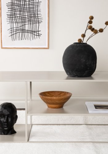 VENTURE DESIGN Staal sofabord, m. hylde - beige stl (120x50)