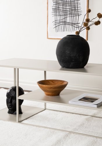 VENTURE DESIGN Staal sofabord, m. hylde - beige stl (120x50)