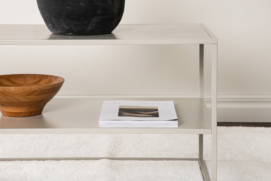 VENTURE DESIGN Staal sofabord, m. hylde - beige stl (120x50)