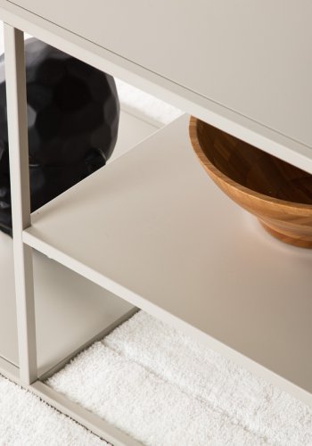 VENTURE DESIGN Staal sofabord, m. hylde - beige stl (120x50)