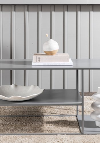 VENTURE DESIGN Staal sofabord, m. hylde - lysegr stl (120x50)