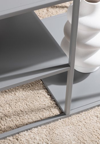 VENTURE DESIGN Staal sofabord, m. hylde - lysegr stl (120x50)