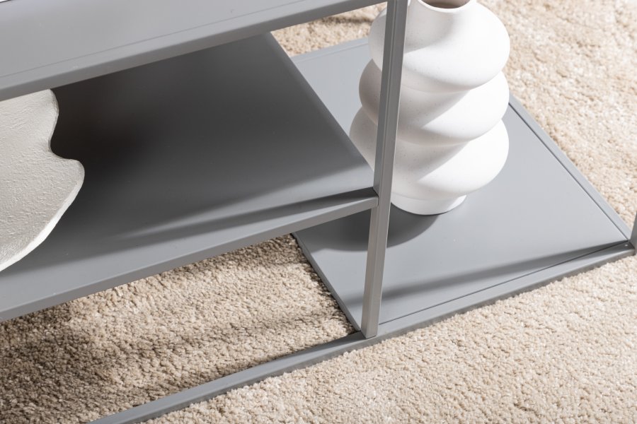 VENTURE DESIGN Staal sofabord, m. hylde - lysegr stl (120x50)