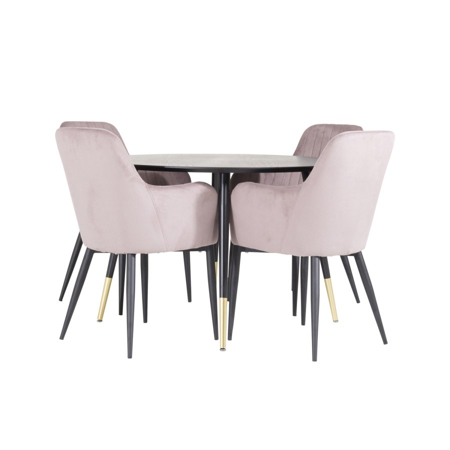 VENTURE DESIGN Dipp spisebord - sort MDF og messing/sort metal (115)