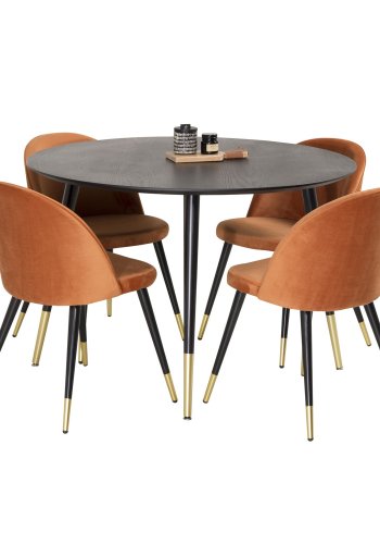 VENTURE DESIGN Dipp spisebord - sort MDF og messing/sort metal (115)