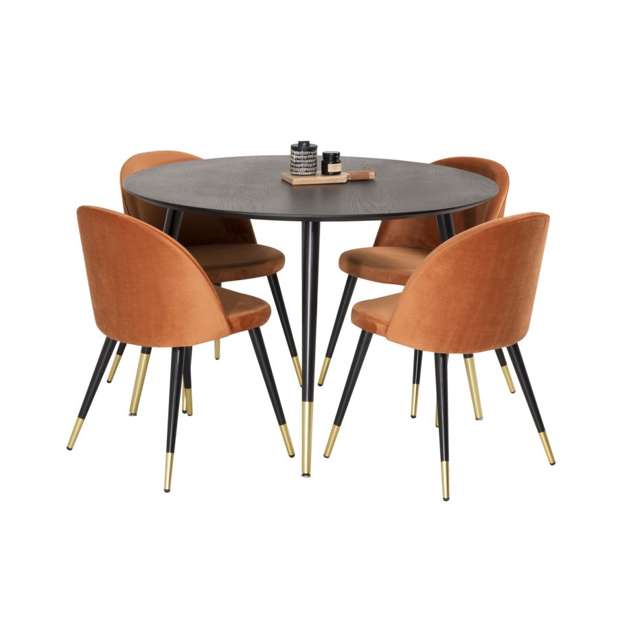 VENTURE DESIGN Dipp spisebord - sort MDF og messing/sort metal (115)