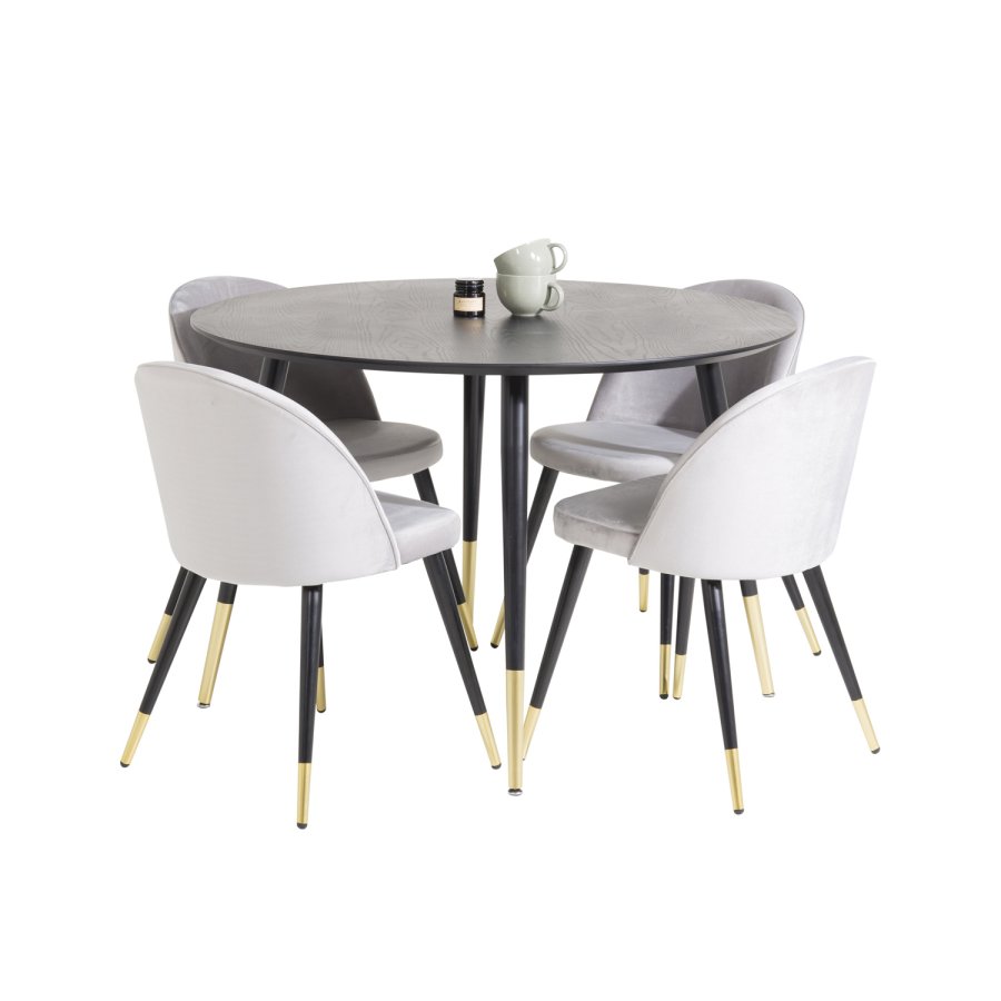 VENTURE DESIGN Dipp spisebord - sort MDF og messing/sort metal (115)