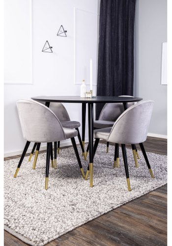 VENTURE DESIGN Velvet spisebordsstol, m. armln - gr velour og metal