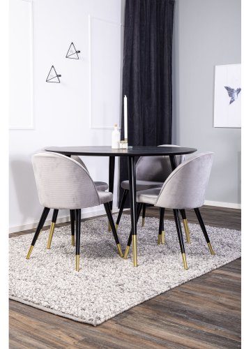 VENTURE DESIGN Dipp spisebord - sort MDF og messing/sort metal (115)