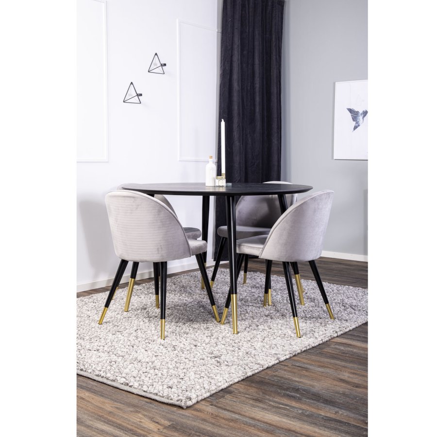 VENTURE DESIGN Dipp spisebord - sort MDF og messing/sort metal (115)