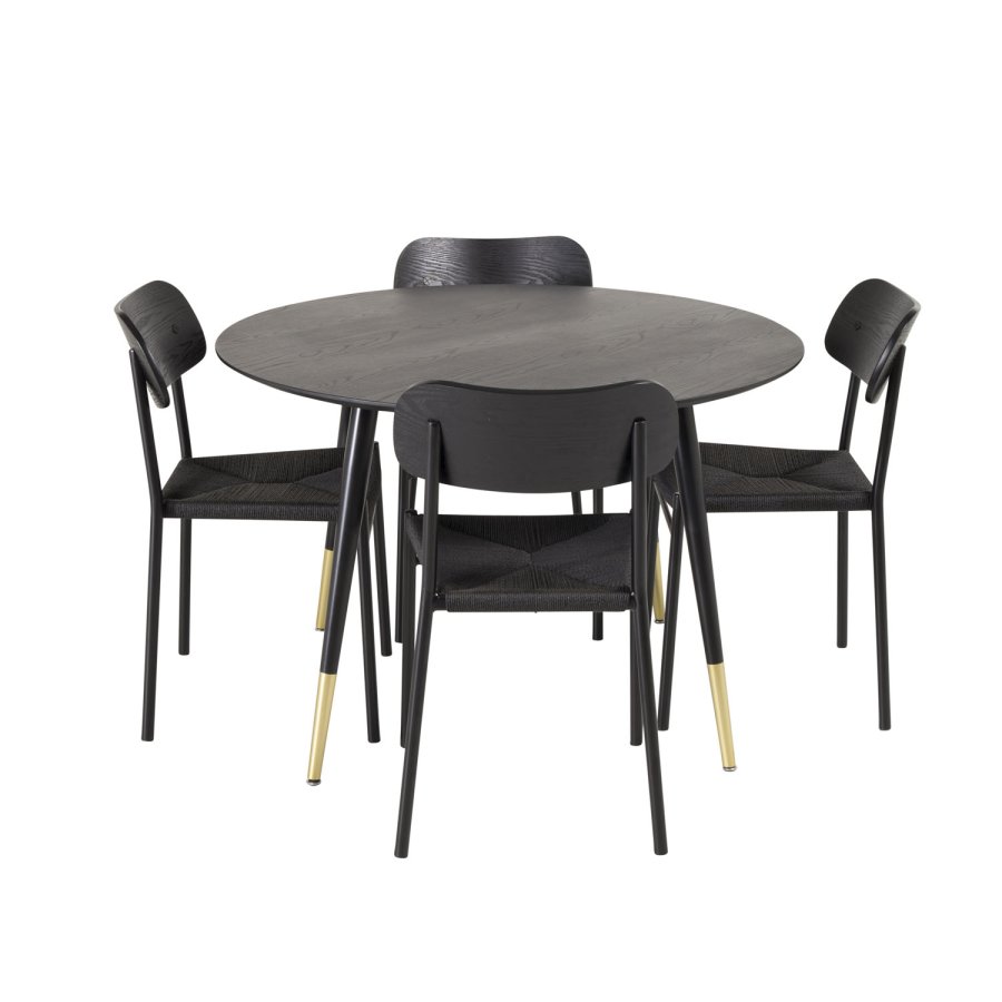 VENTURE DESIGN Dipp spisebord - sort MDF og messing/sort metal (115)