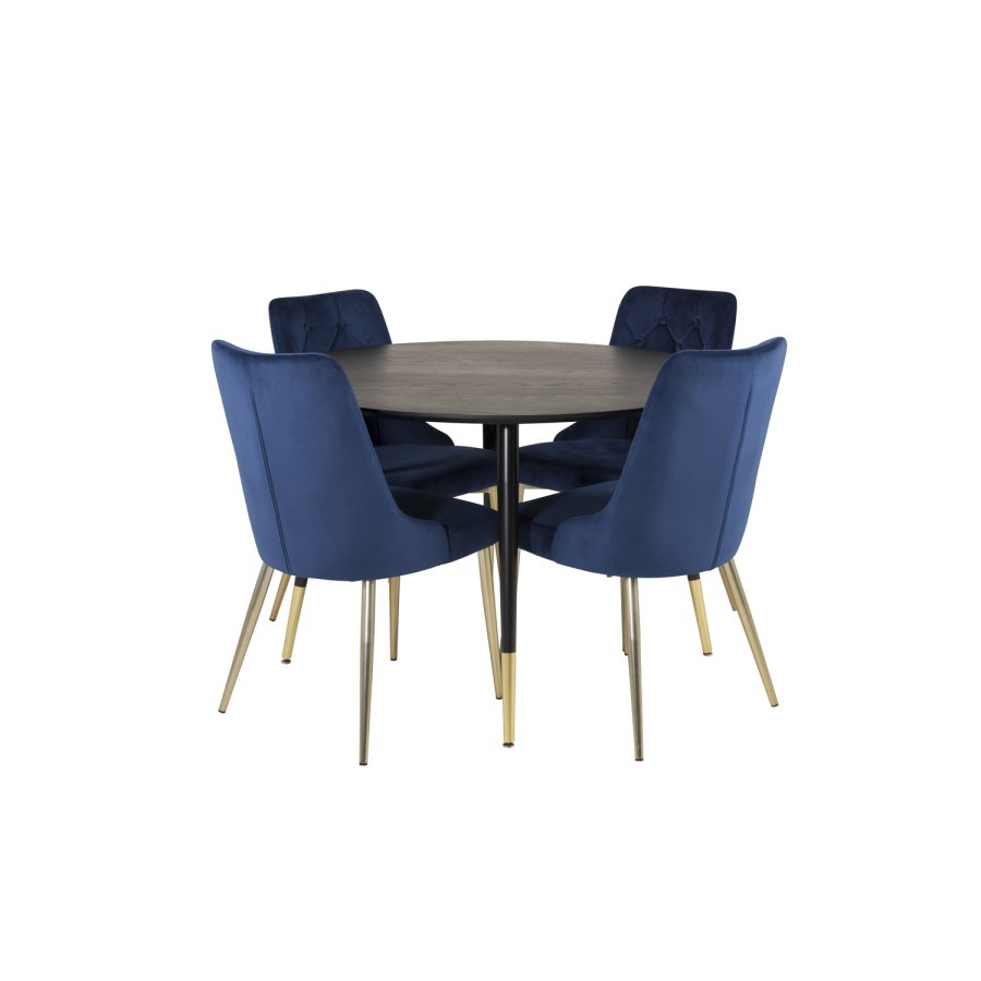 VENTURE DESIGN Dipp spisebord - sort MDF og messing/sort metal (115)