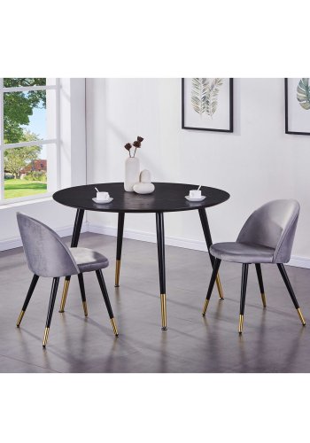 VENTURE DESIGN Dipp spisebord - sort MDF og messing/sort metal (115)