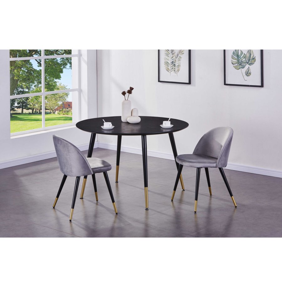 VENTURE DESIGN Dipp spisebord - sort MDF og messing/sort metal (115)