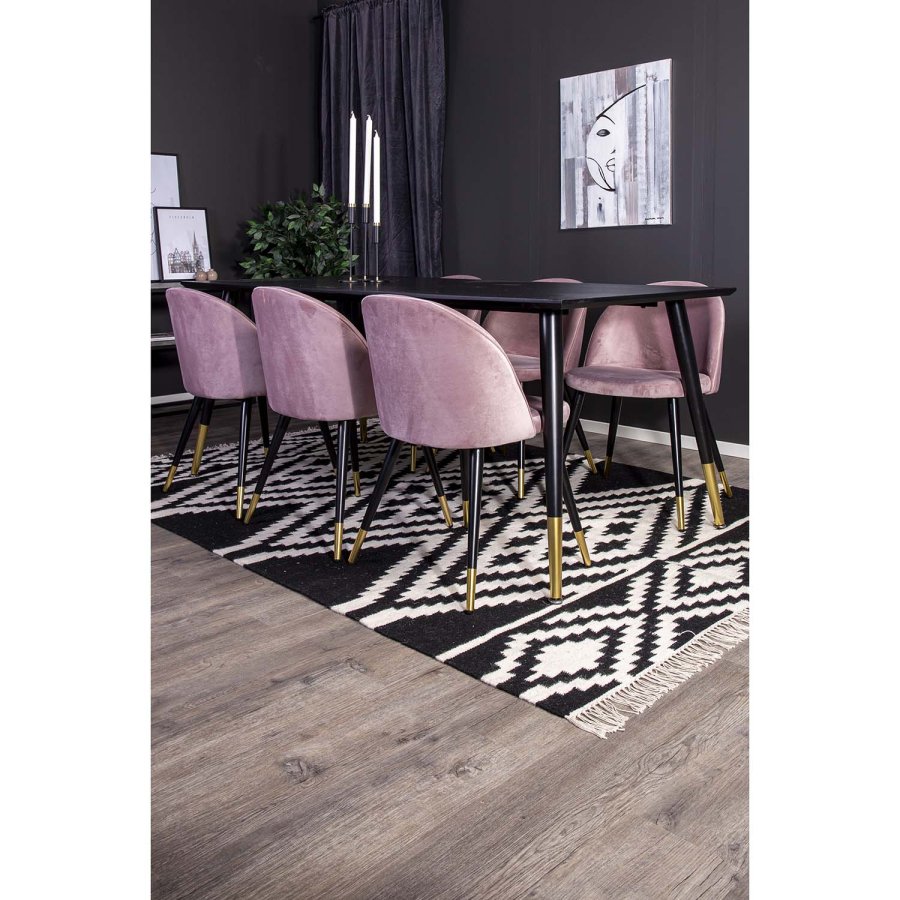 VENTURE DESIGN Indari gulvtppe - hvid og sort uld og bomuld (170x240) 