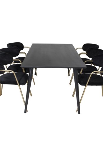 VENTURE DESIGN Dipp spisebord - sort MDF og sort metal (180x90)