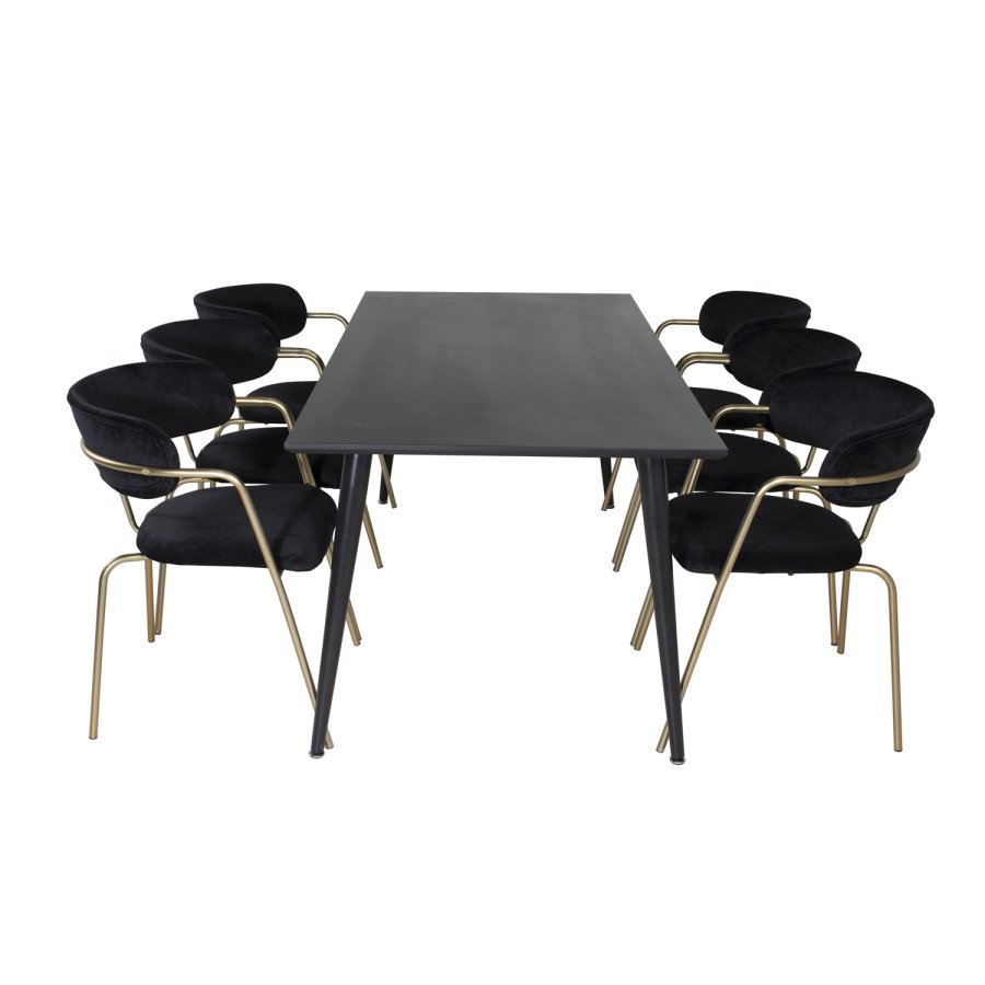 VENTURE DESIGN Dipp spisebord - sort MDF og sort metal (180x90)