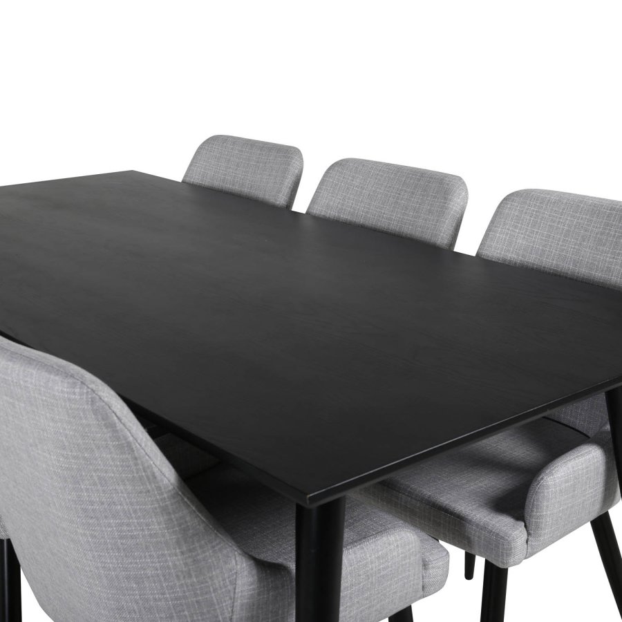 VENTURE DESIGN Plaza spisebordsstol, m. armln - lysegr polyester og sort metal