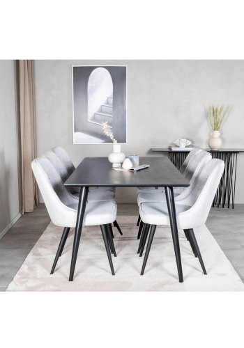 VENTURE DESIGN Dipp spisebord - sort MDF og sort metal (180x90)