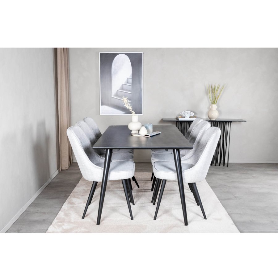 VENTURE DESIGN Dipp spisebord - sort MDF og sort metal (180x90)