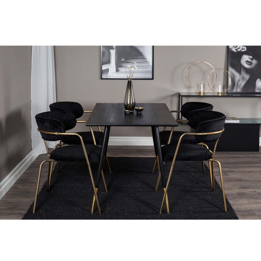 VENTURE DESIGN Dipp spisebord - sort MDF og sort metal (120x85)