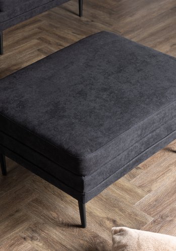 VENTURE DESIGN Boom puf, rektangulr - sort polyester stof og stl (90x70)