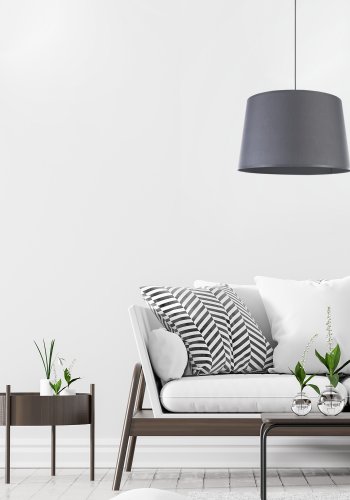 TK Maja loftlampe - gr stof og gr plastik