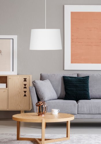 TK Maja loftlampe - hvid stof og hvid plastik